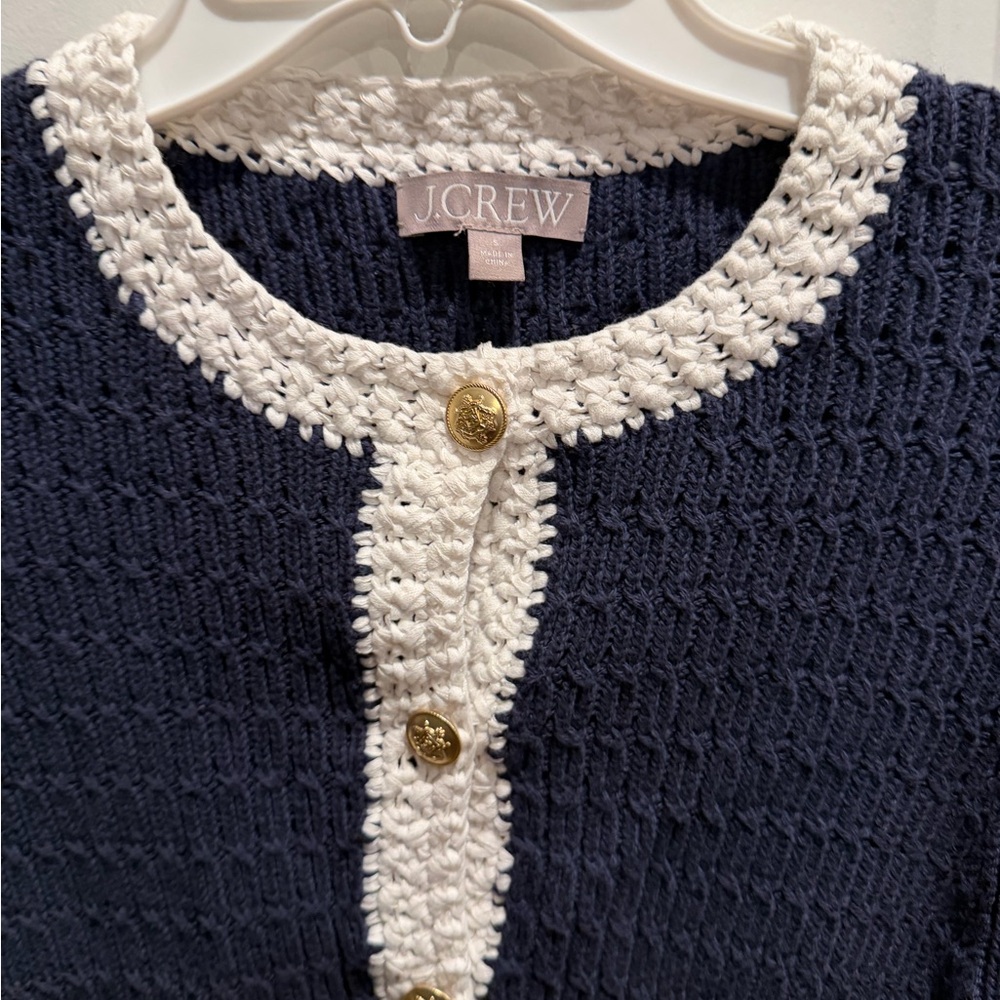J.Crew Cropped sweater lady jacket with contrast trim Size S - Picture 7 of 16